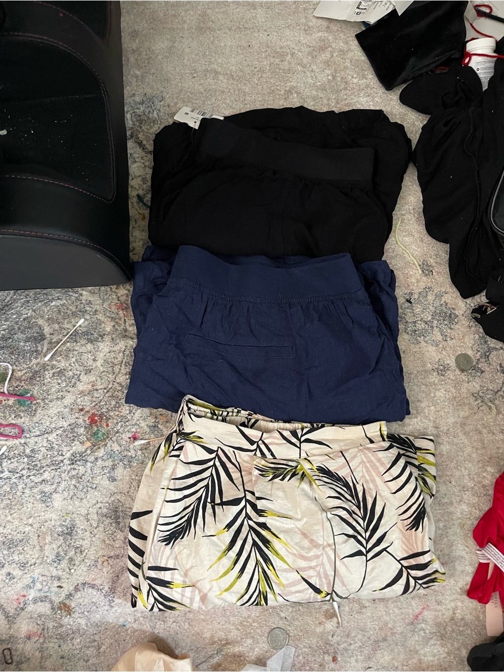 Women’s Pull-On shorts - Black, Navy & Tropical Print, 3 pack bundle
